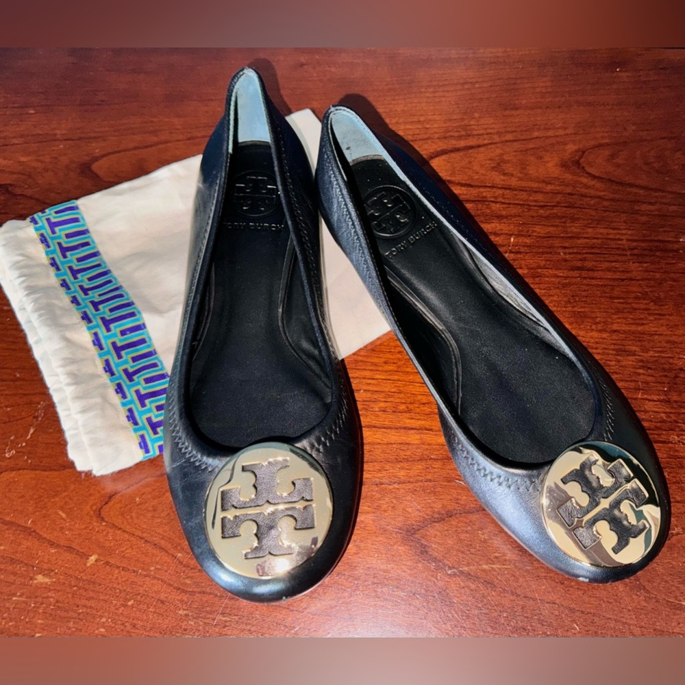 Tory Burch Reva Ballet Flat Gold Logo